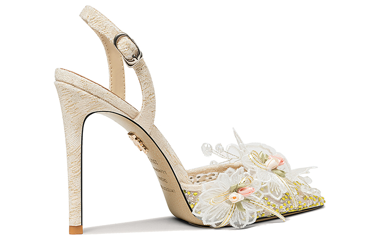 Order (W) (女性用) Lily Wei メッシュスティレットヒール10cm『ゴールド』、『おとぎ話ホロウペタルピープトゥ』NN-446 NN-446