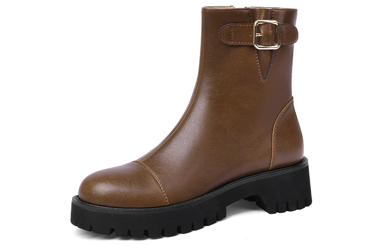 Buy 莉莉蔚 頭層牛皮 戶外潮流甜酷 中筒 馬丁靴 女款