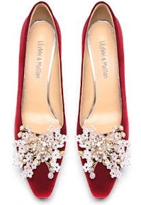 (W) Lily Wei Sandal Hak Tinggi 'Beludru Manik-merah Metalik' M1-086 Lookbook (W) Lily Wei Sandal Hak Tinggi 'Beludru Manik-merah Metalik' M1-086