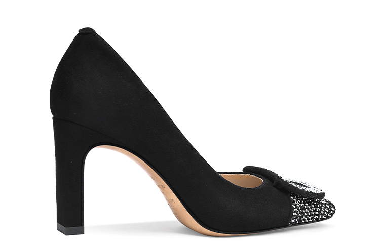 Order (W) Lily Wei 黑色水晶方扣高跟拖鞋 M1-079