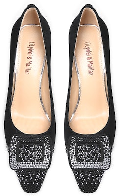 (W) Lily Wei 黑色水晶方扣高跟拖鞋 M1-079 Lookbook (W) Lily Wei 黑色水晶方扣高跟拖鞋 M1-079