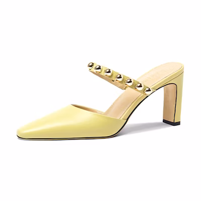 (W) Lily Wei One-Step Mules 'Mango Fragrance Gold Metal Heel'