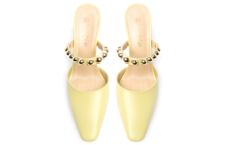 Lookbook (Women) Lily Wei One-Step Mules 'Mango Fragrance Gold Metal Heel' L-055