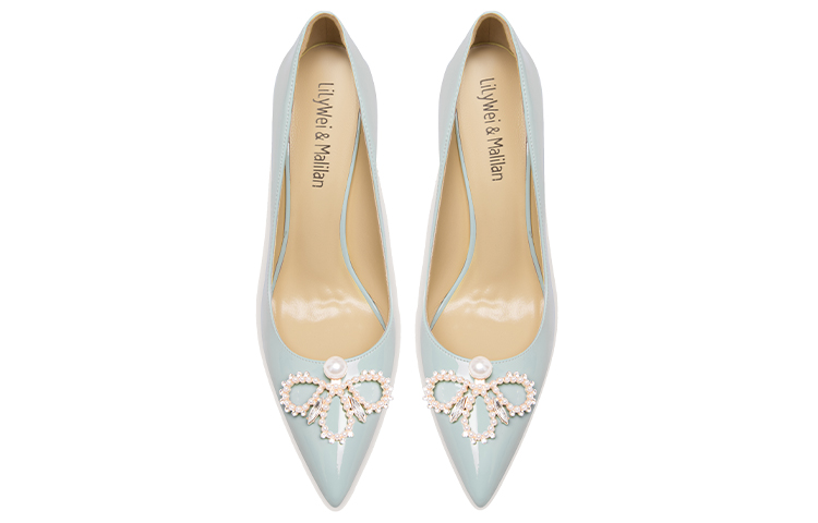 Lookbook (W) Lily Wei Patent Leather Hak Tipe Stiletto 10cm 'Biru Muda' 'Dopamine French Pearl' NN-449