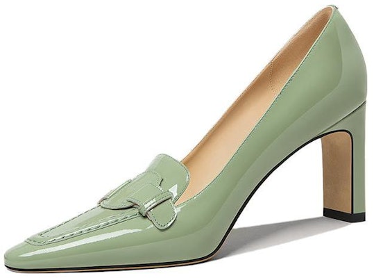 (Women) Lily Wei Patent Leather 'French Minimalist Square-Toe Block Heel Pumps' M1-095 Buy (Women) Lily Wei Patent Leather 'French Minimalist Square-Toe Block Heel Pumps' M1-095