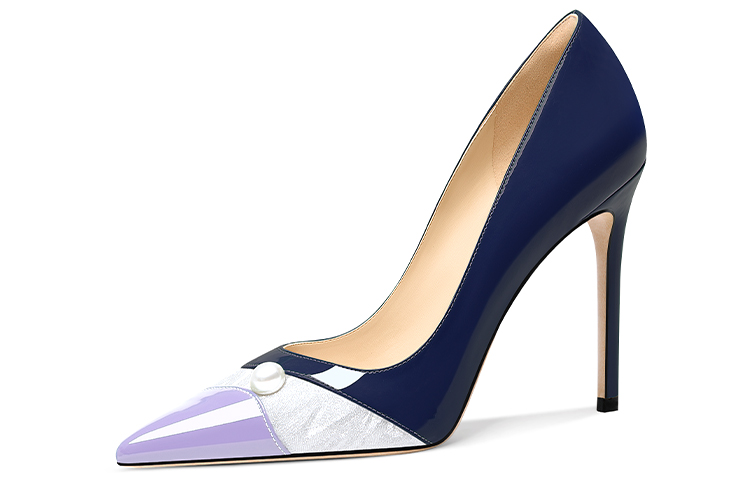 Sizing (W) Lily Wei Stiletto Kulit Patent 10cm 'Pearl Splicing Minimalis' NN-491