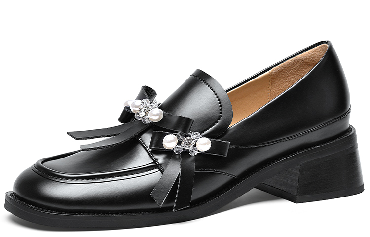 (Women) Lily Wei Pearl Beaded Bow Mule 'Black' KF-005