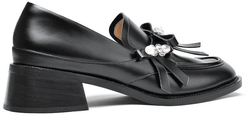 (W) 女性用 Pearl Beaded Bow ミュール 'ブラック' KF-005 KF-005 Order (W) 女性用 Pearl Beaded Bow ミュール 'ブラック' KF-005 KF-005