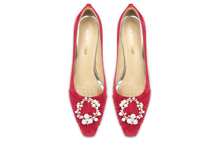 Lookbook (W) Lily Wei Pearl Buckle Kasut Tumit Tebal Kotak 'Huruf Merah' M1-097