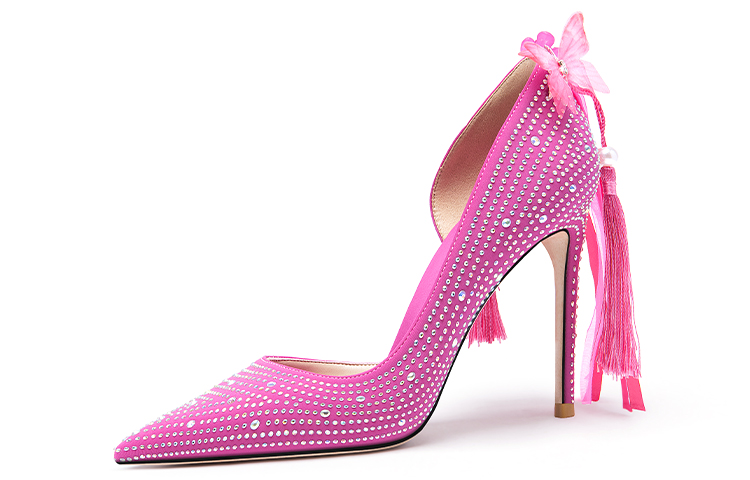 (Women) Lily Wei Pointed-Toe Diamond Slip-On 'Fuchsia Pink Stiletto' NN-469