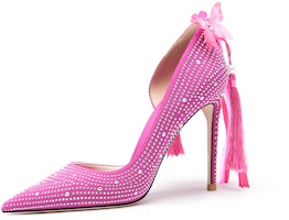 (Women) Lily Wei Pointed-Toe Diamond Slip-On 'Fuchsia Pink Stiletto' NN-469 (Women) Lily Wei Pointed-Toe Diamond Slip-On 'Fuchsia Pink Stiletto' NN-469