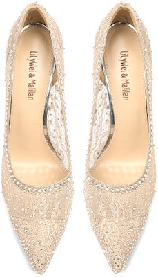 (Women) Lily Wei Pointed-Toe High Heel Mules 'Apricot Mesh and Rhinestones' J-099 Lookbook (Women) Lily Wei Pointed-Toe High Heel Mules 'Apricot Mesh and Rhinestones' J-099