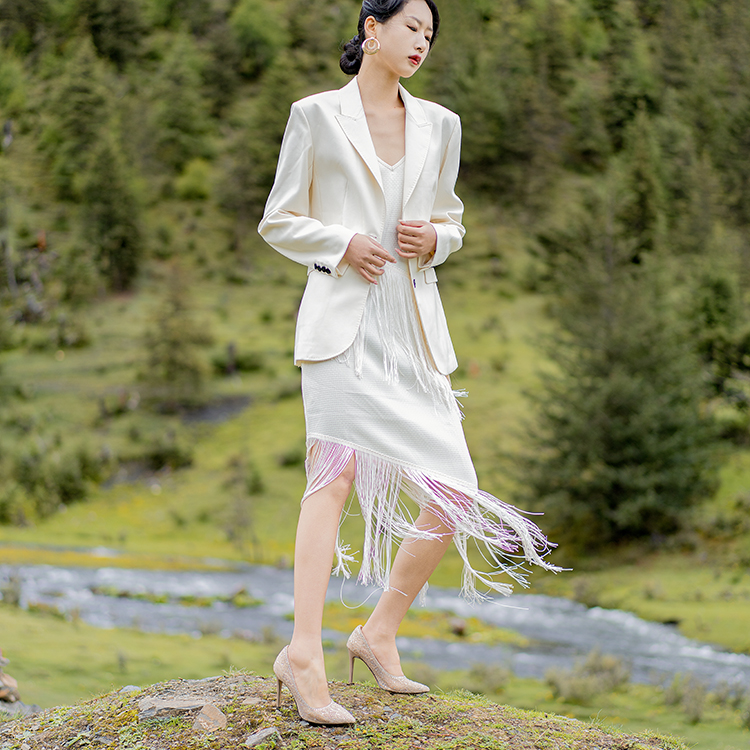 (W) Lily Wei Pointed-Toe High Heel Mules 'Apricot Mesh and Rhinestones' 圖 5