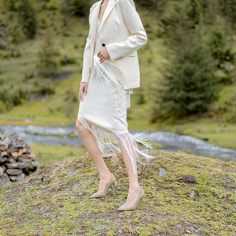 (W) Lily Wei Pointed-Toe High Heel Mules 'Apricot Mesh and Rhinestones' 圖 6