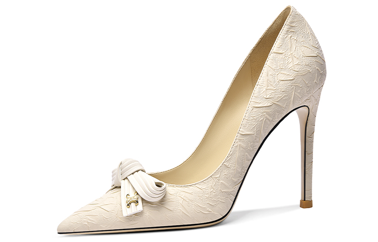 (Women) Lily Wei Pointed Toe Flat Mule 'Metallic Bow Nude' NN-216