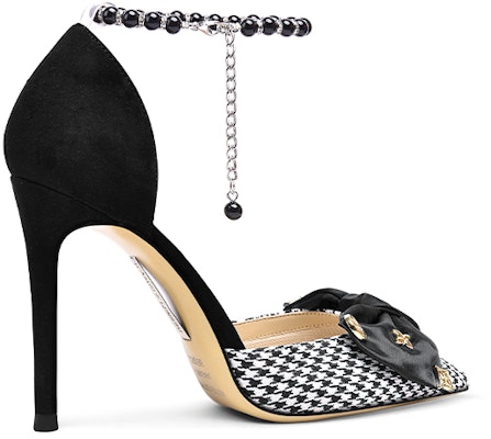 (W) (レディース) リリィ・ウェイ ポインテッドトゥ千鳥格子ヒール パールチェーン 'ブラックベルベット' NN-259 NN-259 Order (W) (レディース) リリィ・ウェイ ポインテッドトゥ千鳥格子ヒール パールチェーン 'ブラックベルベット' NN-259 NN-259
