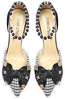 (W) (レディース) リリィ・ウェイ ポインテッドトゥ千鳥格子ヒール パールチェーン 'ブラックベルベット' NN-259 NN-259 Lookbook (W) (レディース) リリィ・ウェイ ポインテッドトゥ千鳥格子ヒール パールチェーン 'ブラックベルベット' NN-259 NN-259