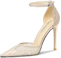(Women) Lily Wei Pointed Toe Mesh 'Champagne High Heels 10cm' NN-423 (Women) Lily Wei Pointed Toe Mesh 'Champagne High Heels 10cm' NN-423