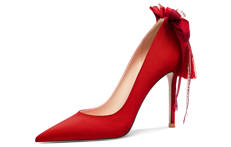 (Women) Lily Wei Pointed Toe Slip-On Bridal Heels 10cm 'Red Stiletto' NN-407