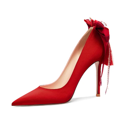 (W) Lily Wei Pointed Toe Slip-On Bridal Heels 10cm 'Red Stiletto'