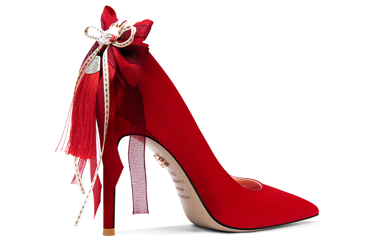 Order (W) Lily Wei Kasut Pengantin Tumit Tinggi 10cm 'Merah Stiletto' NN-407