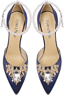 (W) 莉莉薇10厘米尖头细跟鞋 '珍珠扣蓝色' NN-267 Lookbook (W) 莉莉薇10厘米尖头细跟鞋 '珍珠扣蓝色' NN-267