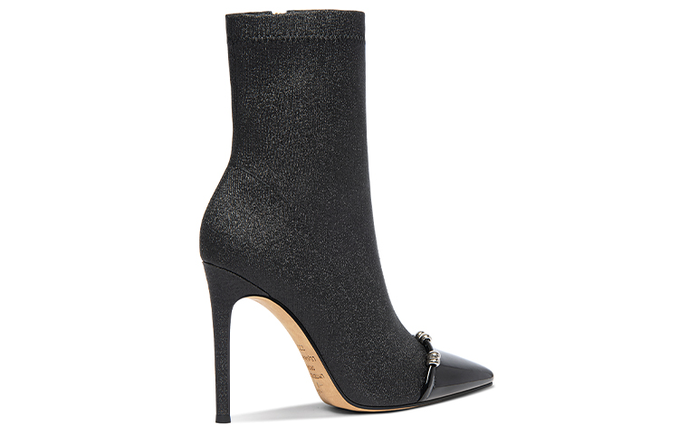 Order (W) Lily Wei 黑色尖头拉链细高跟短靴 X-059