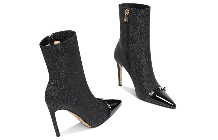 Lookbook (W) Lily Wei 黑色尖头拉链细高跟短靴 X-059