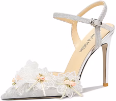 (Women) Lily Wei PU Comfort 10cm 'Silver Ankle-Strap Stilettos' NN-382 (Women) Lily Wei PU Comfort 10cm 'Silver Ankle-Strap Stilettos' NN-382