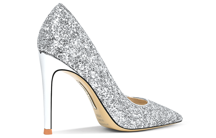 Order (Women) Lily Wei PU High Heels 10cm 'Silver Sequin Slip-On Stiletto' NN-056