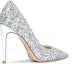 Order (W) Lily Wei PU Tumit Tinggi 10cm 'Stiletto Slip-On Perak Berkilau' NN-056