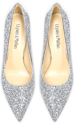 (Women) Lily Wei PU High Heels 10cm 'Silver Sequin Slip-On Stiletto' NN-056 Lookbook (Women) Lily Wei PU High Heels 10cm 'Silver Sequin Slip-On Stiletto' NN-056