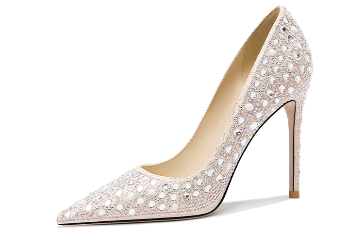 (Women) Lily Wei PU High Heels 'Pink Crystal Pointed-Toe Stiletto' NN-465