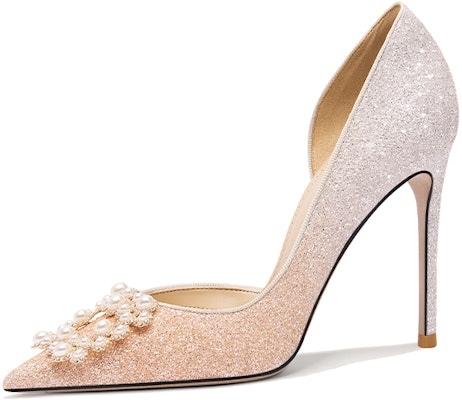 (Women) Lily Wei PU Pearl Sequin Side Cut Slip-On Stiletto 'Orange Pink Gradient' NN-531 Buy (Women) Lily Wei PU Pearl Sequin Side Cut Slip-On Stiletto 'Orange Pink Gradient' NN-531