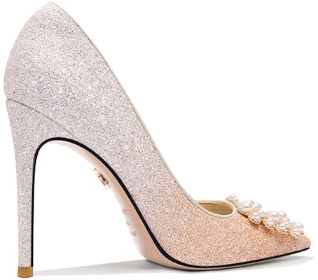 (Women) Lily Wei PU Pearl Sequin Side Cut Slip-On Stiletto 'Orange Pink Gradient' NN-531 Order (Women) Lily Wei PU Pearl Sequin Side Cut Slip-On Stiletto 'Orange Pink Gradient' NN-531