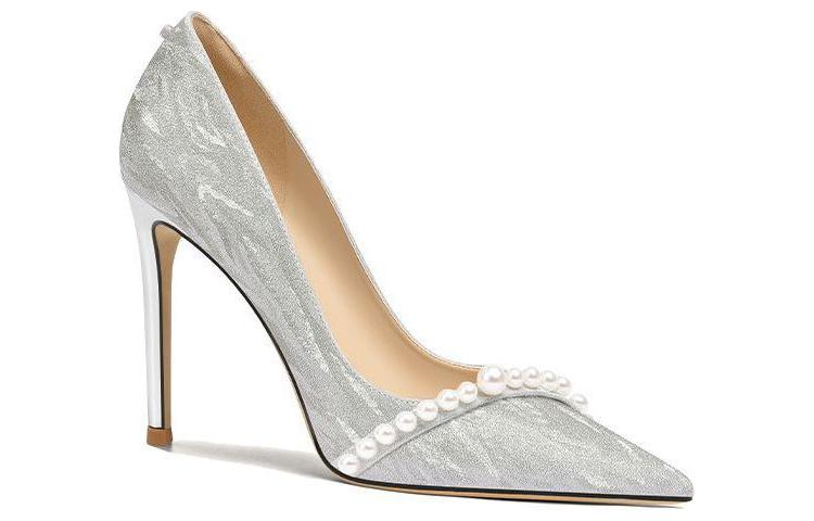 Order (W) 릴리 웨이 진주 스틸레토 힐 "실버 스파클" (Lily Wei pearl stiletto heels "Silver Sparkle") NN-064