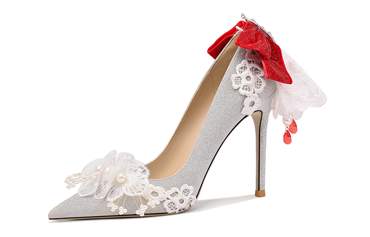 Buy Lily Wei PU 尖頭套腳百搭 細跟 高跟鞋 10公分 女款 銀色