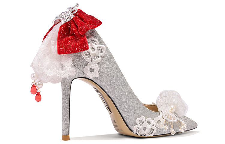 Order Lily Wei PU 尖頭套腳百搭 細跟 高跟鞋 10公分 女款 銀色