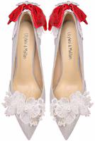 Lookbook (W) Lily Wei PU Tacón de Aguja Plateado Zapatos de Punta Slip-On Mujer NN-187