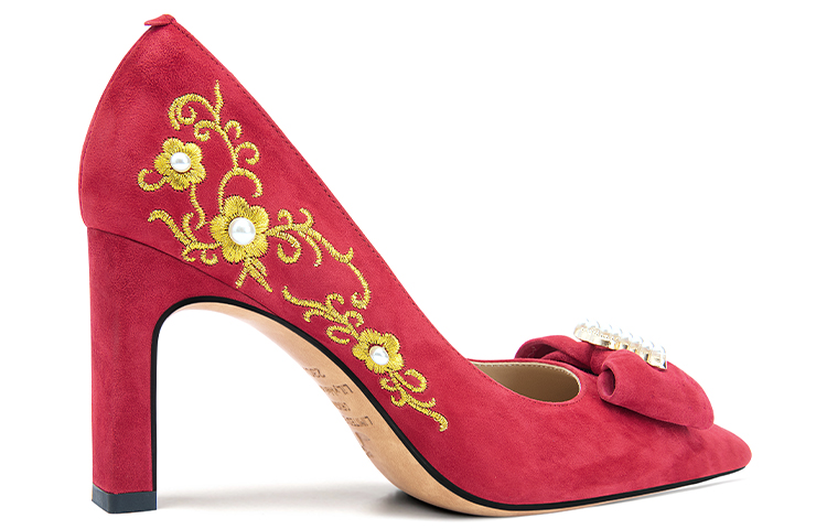 Order (W) Kasut Tumit Tinggi Bow Merah Lily Wei 'Yuan Ding Jin Sheng' M1-100