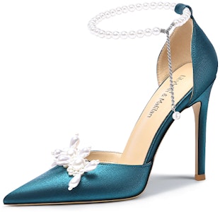 (W) Lily Wei Satin & Mutiara Stiletto 'Biru Merak' NN-207 Buy (W) Lily Wei Satin & Mutiara Stiletto 'Biru Merak' NN-207