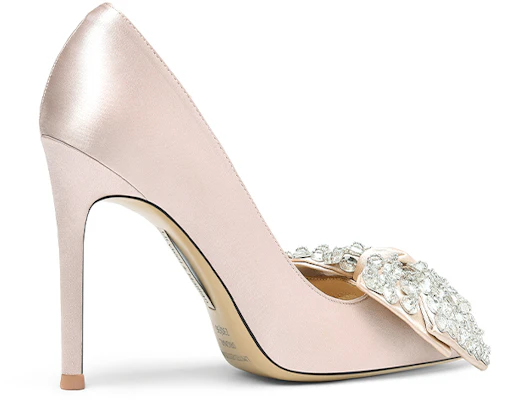 (W) Lily Wei Satin Tumit Tinggi Slip-On 'Champagne Pink Crystal Bow' NN-119 Order (W) Lily Wei Satin Tumit Tinggi Slip-On 'Champagne Pink Crystal Bow' NN-119