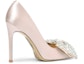 Order (W) Lily Wei Satin Tumit Tinggi Slip-On 'Champagne Pink Crystal Bow' NN-119