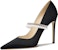 (W) Lily Wei Satin Rhinestone Pearl Mule Heels 'Hitam' NN-388