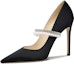 Buy (W) Lily Wei Satin Rhinestone Pearl Mule Heels 'Hitam' NN-388