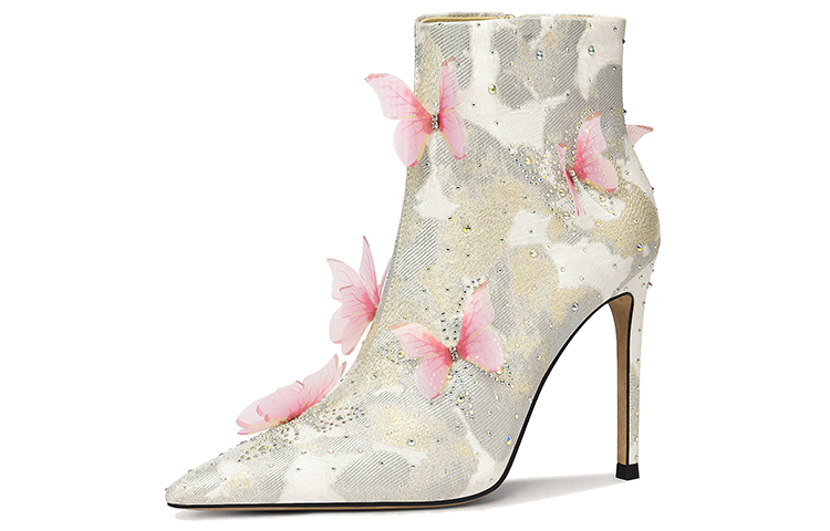 (W) Lily Wei Short Boot 'Pink Crystal Bow'