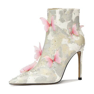 (W) Lily Wei Short Boot 'Pink Crystal Bow'