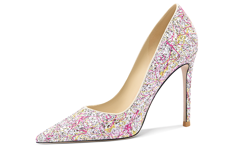 (W) Lily Wei Slip-On 'Glitter Colorblock Stiletto'