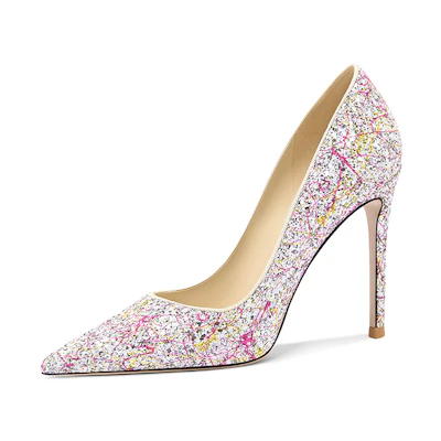 (W) Lily Wei Slip-On 'Glitter Colorblock Stiletto'