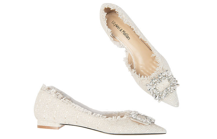 (W) Lily Wei Slip-On Flat 'Moonlight Fabric with Rhinestones' 圖 4